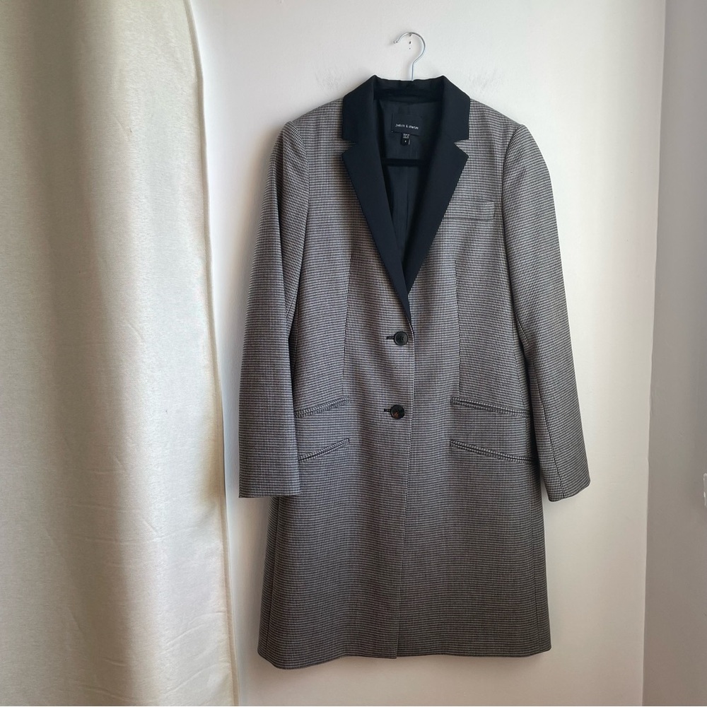 98% Virgin Wool Blazer Houndstooth with Black Lapel-Judith&Charles-size 4